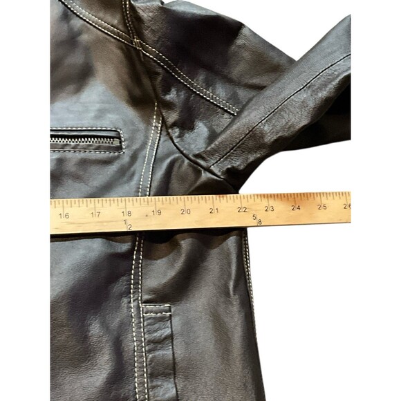 Cafe Racer Brown Leather Jacket Sz Large - Picture 2 of 7